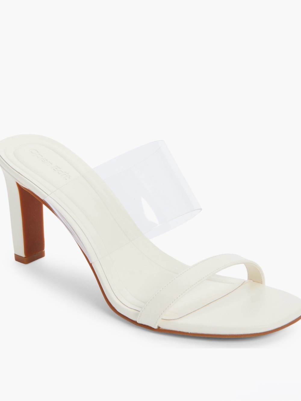 Minimalist White Clear-Strap Heel Mule